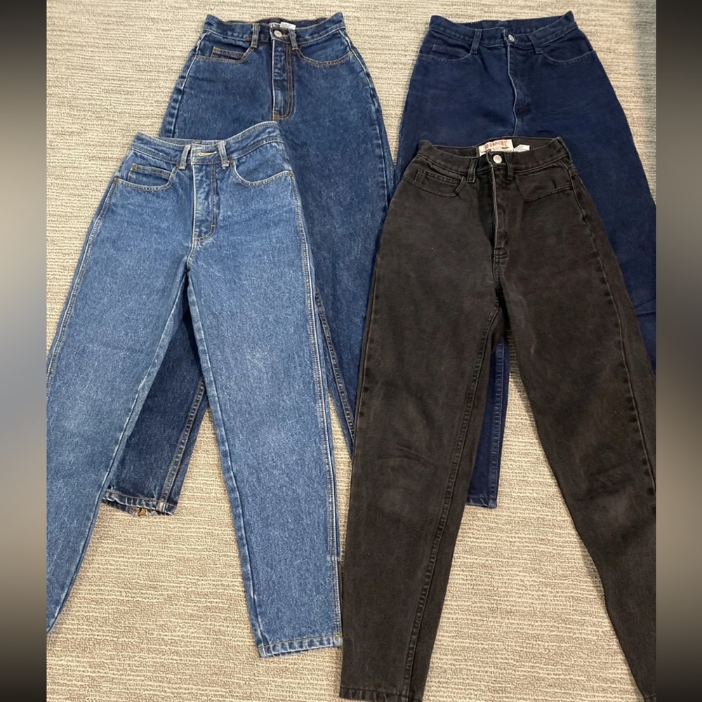 Women's High-Waisted Jeans - Blue, Dark Blue, Black